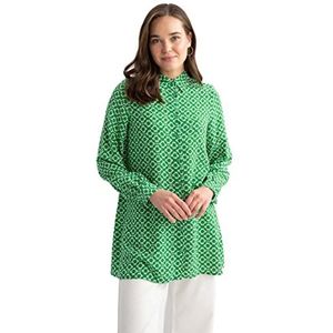 DeFacto Hemdblouse met lange mouwen voor dames, hemd met knopen voor vrijetijdskleding, groen, S