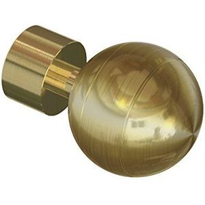 Flairdeco Eindstukken voor 20 mm Ø gordijnroede, groefbal, messing mat, 2 stuks