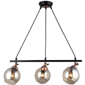 Homemania 1433-74-03-L hanglamp Serrta, kroonluchter, hanger, licht, zwart, koper van metaal, glas, 15 x 60 x 90 cm