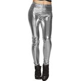 Boland - Legging Glance, zilver, glanzend, stretch, ondoorzichtig, voor dames, carnaval, themafeest, Halloween, themafeest, 70s