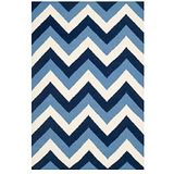 Safavieh Dhurrie tapijt, DHU640, vlakgeweven wol en katoen, marineblauw/lichtblauw, 90 x 150 cm