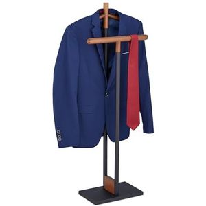 Relaxdays dressboy modern - 112 cm - staal - hout - kledingstandaard - dames - heren
