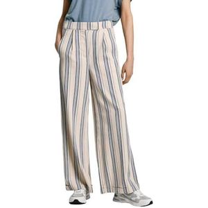 Broek - Wit - Rayon en Katoen - Verticale Strepen - Casual Stijl
