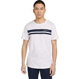 TOM TAILOR Denim Mannen T-shirt met print 1029965, 20000 - White, XXL