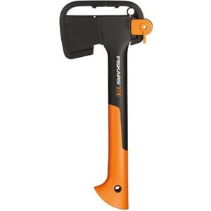 Fiskars Bijl, hatchet, incl. mesbeschermer voor veilig transport, lengte: 35,5 cm, antikleeflaag, hoogwaardig staal/glasvezelversterkte kunststof, zwart/oranje, X7-XS, 1015618