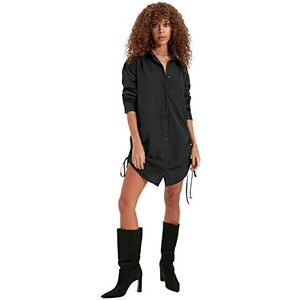 Trendyol Dames Gedetailleerd Shirt Casual Dress, Zwart, 32
