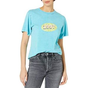 KENDALL + KYLIE Dames 90's Graphic T-Shirt - Amazon Exclusive, Mineraal Wash Zuur Blauw, XXS