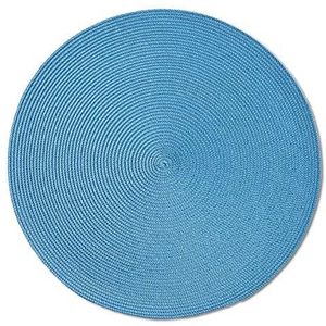 1x Ronde placemats turquoise geweven 38 cm - Tafeldecoratie - Borden onderleggers van kunststof