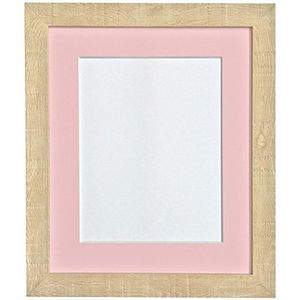 FRAMES BY POST Diepkorrelige fotolijst, gerecycled kunststof, lichtbruin met roze houder, 50 x 40 cm Afbeeldingsformaat 14 x 8 inch