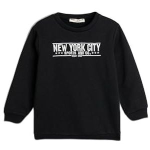 Koton Boys's Sweat Long Sleeve Crew Neck City Bedrukt Soft Interieur Sweatshirt, marineblauw (704), 4-5 jaar