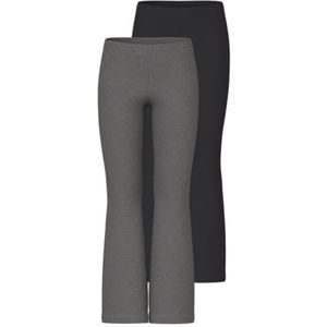 NAME IT Meisjesleggings (set van 2), zwart/pakket: donkergrijs gemêleerd, 134