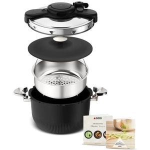 SEB P4810700 Snelkookpan, 6 l, roestvrij staal, zwart