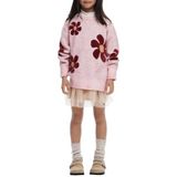 Trui - Effen Achtergrond - Grote Bloemenprint - Lange Mouwen - Regular Fit