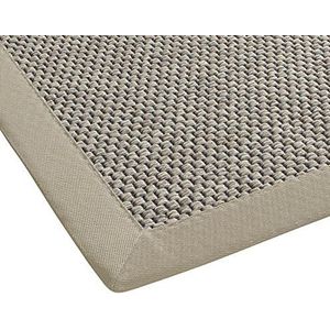 Vloermeester BM939Fb04 tapijt sisal-look vlak geweven modern met boordloper keukentapijt, polypropyleen, antraciet grijs/donkergrijs, 60 x 110 cm modern 160x230 naturel