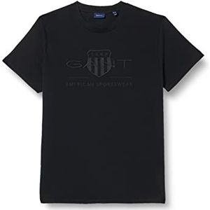 GANT Heren Reg Tonal Shield Ss T-shirt, zwart, S