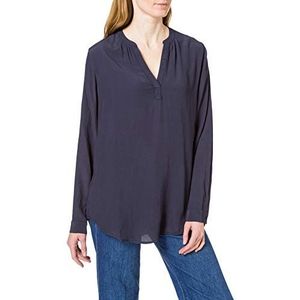 ESPRIT Blouse met V-hals, Lenzing™ Ecovero, 400/marineblauw, XS