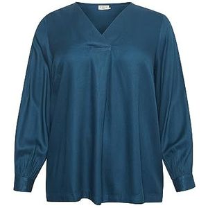 Kaffe Curve Plus-Size damesblouse, lange mouwen, V-hals, casual snit, Legion Blauw, 44