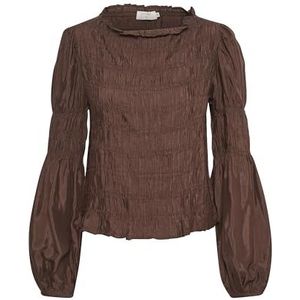 Cream Dames Smock Evening Top Lange Mouwen, Chicory Coffee, 46