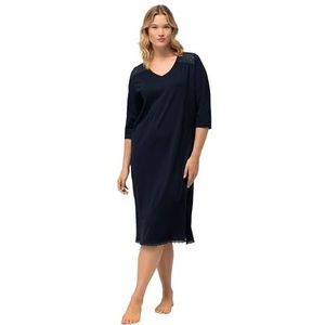 Ulla Popken Dames Nightdress Embroidery Nachthemd, Nachtblauw, 46/48, nachtblauw, 46/48