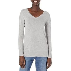 Amazon Essentials Women's Lichtgewicht tuniektrui met lange mouwen en V-hals (verkrijgbaar in grote maten), Lichtgrijs, S