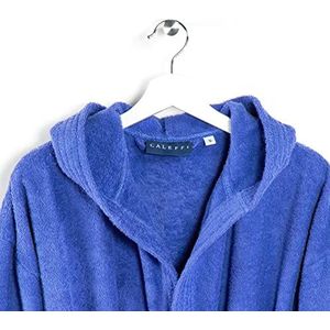 Caleffi - Junior-badjas met capuchon, badstof, hoog absorptievermogen, katoen, praktisch, houdt nek/oren warm, blauw, M-XXL, katoen