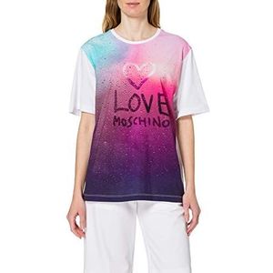 Love Moschino Dames Cotton Jersey tarnished and Shaded Glass Panel Print T-shirt