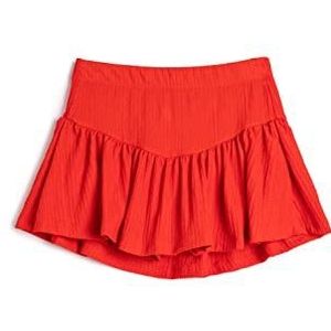 Koton Girls's Skort Elastische tailleband Textured Shorts, rood (401), 6-7 Jaar