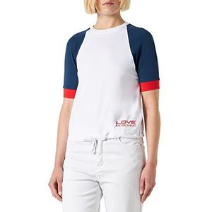 Love Moschino Dames Regular fit T-shirt, Wit Blauw RED, 44, Wit-blauw-rood, 44