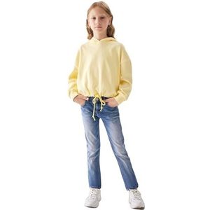 LTB Jeans Renaza meisjes-pullover met lange mouwen met capuchon om over te trekken, geel, 100% katoen, maat 116 cm, Pale Banana 12967, 116 cm