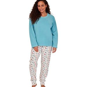 Indigo Sky Gemma Cosy fleece pyjama met manchetten voor dames, Turquoise Splat Spot, 44-46