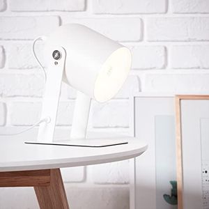 Brilliant Soft Interieur tafellamp - decoratieve tafellamp met snoerschakelaar en draaibare kop van metaal, in het wit - 29x19cm, 98960Z05