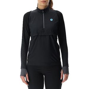 UYN Running Exceleration Wind Long SL Zip Up T-shirt dames, Zwarte wolk, M