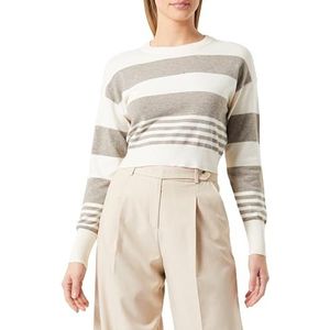 Onlibi LS CC KNT Crop O-hals, Whitecap Gray/Stripes: Melange/Walnoot, S