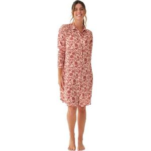 Dagi Dames Sleepwear Long Sleeve, Shirt Collar Nightie Nightgown, Terracotta, 44, terracotta