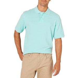 Amazon Essentials Men's Poloshirt van piqué-katoen met normale pasvorm (verkrijgbaar in grote en lange maten), Aquablauw, L