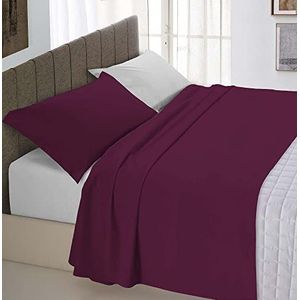 Italian Bed Linen Beddengoed Natural Colour, pruim/lichtgrijs, eenpersoonsbed