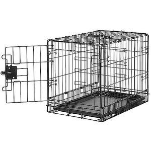 Amazon Basics Opvouwbare hondenkooi van metaaldraad met bodemschaal, enkele deur, zwart, L 56 x B 33 x H 40 cm
