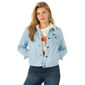 Wrangler Retro Sherpa gevoerde jas voor dames, Bleach Denim, M