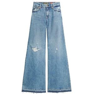 Superdry Raw HEM Wide Leg Flare Jeans W7011066A Sun Beach Blue Maat 26, Sun Beach Blue, 26W / 30L