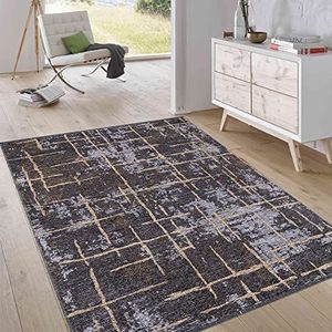 Jimri Laagpolig omkeerbaar tapijt - plat geweven tapijt voor slaapkamer en woonkamer, ingang, hal - machinaal gemaakt, zachte polyester en katoenen loper - strepen-grijs, maat: 115x170 cm