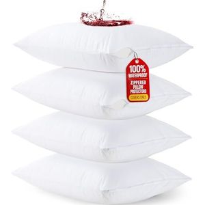 Utopia Bedding Waterdicht kussen met ritssluiting - kussen beschermers jersey - 20 x 38 inch - (Pack van 4, koning, wit)