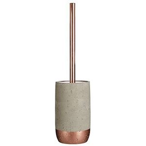 Premier Housewares Neptune Toiletborstel met houder, beton/koper, kunststof, roestvrij staal, grijs, 10 x 10 x 39 cm