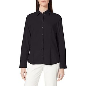 Zijdesticker dames blouse – strijkvrije, licht getailleerde hemdblouse met hemdblouskraag – lange mouwen – 100% katoen