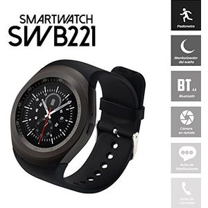 SWB221 smartwatch (Bluetooth, Android/iOS) met rond display
