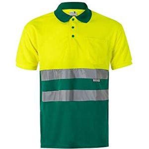VELILLA 173 / Poloshirt met korte mouwen, tweekleurig, hoge zichtbaarheid, groen en neongeel, 5XL