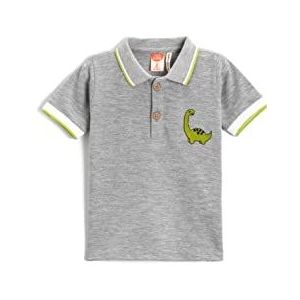 Koton Polo Neck T-Shirt Dinosaur Embroidered Short Sleeve T-Shirt Unisex Baby, grijs (023), 24/36 meses