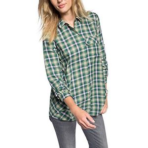 ESPRIT Dames Twill geruite blouse met lange mouwen, Kaki Groen, 34 NL