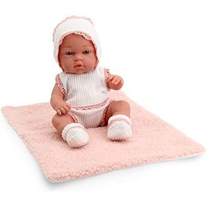 Tachan - Babypop, 30 cm, met wit en roze breistuk, met lamsdeken, realistische babyfysica, beweegbare ledematen (CPA Toy Group Trading S.L. 788T00623)
