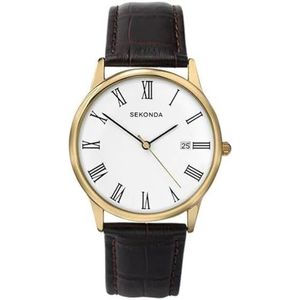 SEKONDA Analoog Quartz Horloge voor heren met lederen band 3676.27