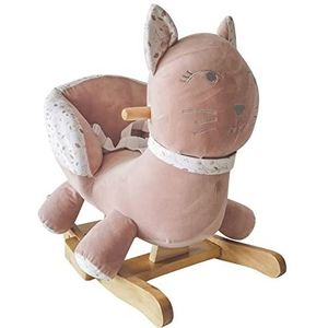 TROIS KILOS SEPT - Pluche dier ""kat"" om te schommelen - baby (10/36 maanden) - 60 x 50 cm - houten sokkel - ergonomische zitting en 3-punts gordel